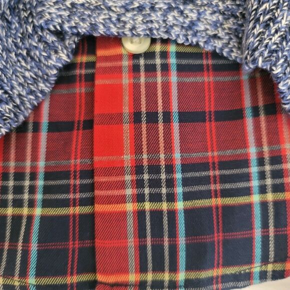 NWT Nautica Boys 24M Sweater & Shirt Set Red Plaid Blue Collar Cardigan Preppy - Picture 3 of 5